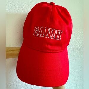 Ganni bright tomato red baseball cap